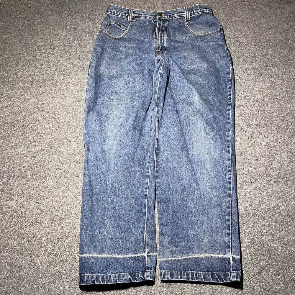 Vintage 90s Lugz Jeans Mens 38x32 Blue Denim Skate Grunge Distressed Cotton